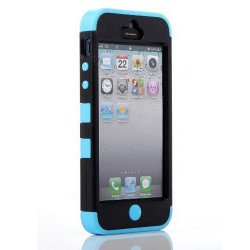 iPhone 5 5S Hard Hybrid Case (Black-Blue)